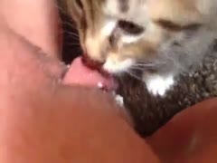 Cat lick wet cunt! Amateur wife fingering her pussy